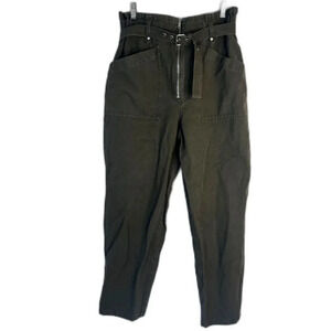 Banana Republic The Paperbag Waist Zip Up Belted Green Streetwear Pants Size MD